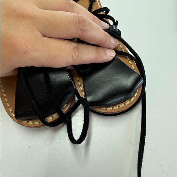 Soludos Sandals Womens 8 Black Tassel‎ Lace Up Gladiator Open Toe Shoes - Picture 7 of 8